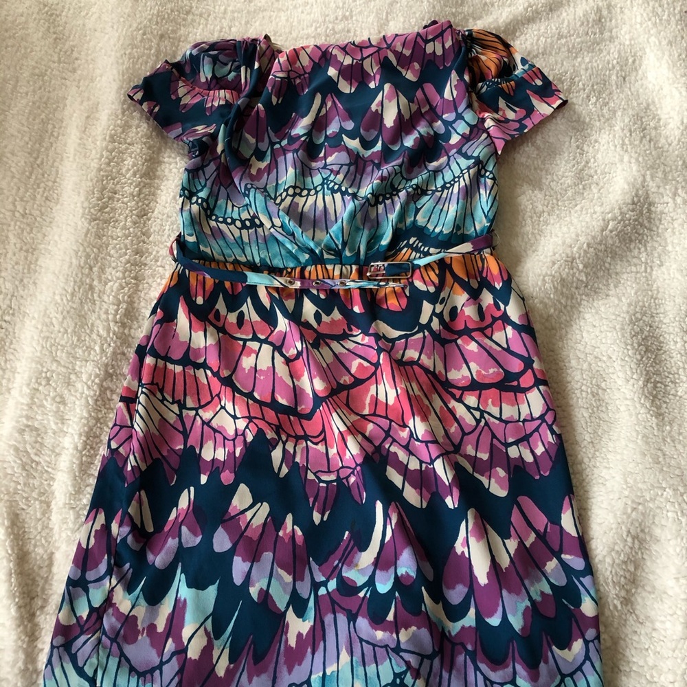 Multi color butterfly wing print dress 💙💜🧡